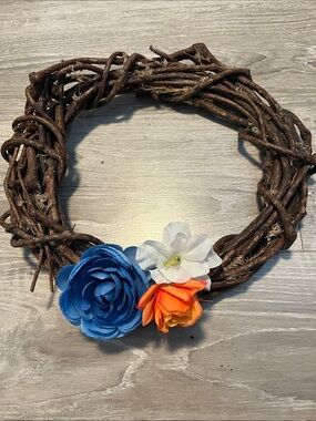Custom grapefine Floral Wreath. Any color. 13-14". Front door. Memorial. Grave.